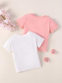 Baby 2pcs Heart Print Tee - Multicolor - View 2
