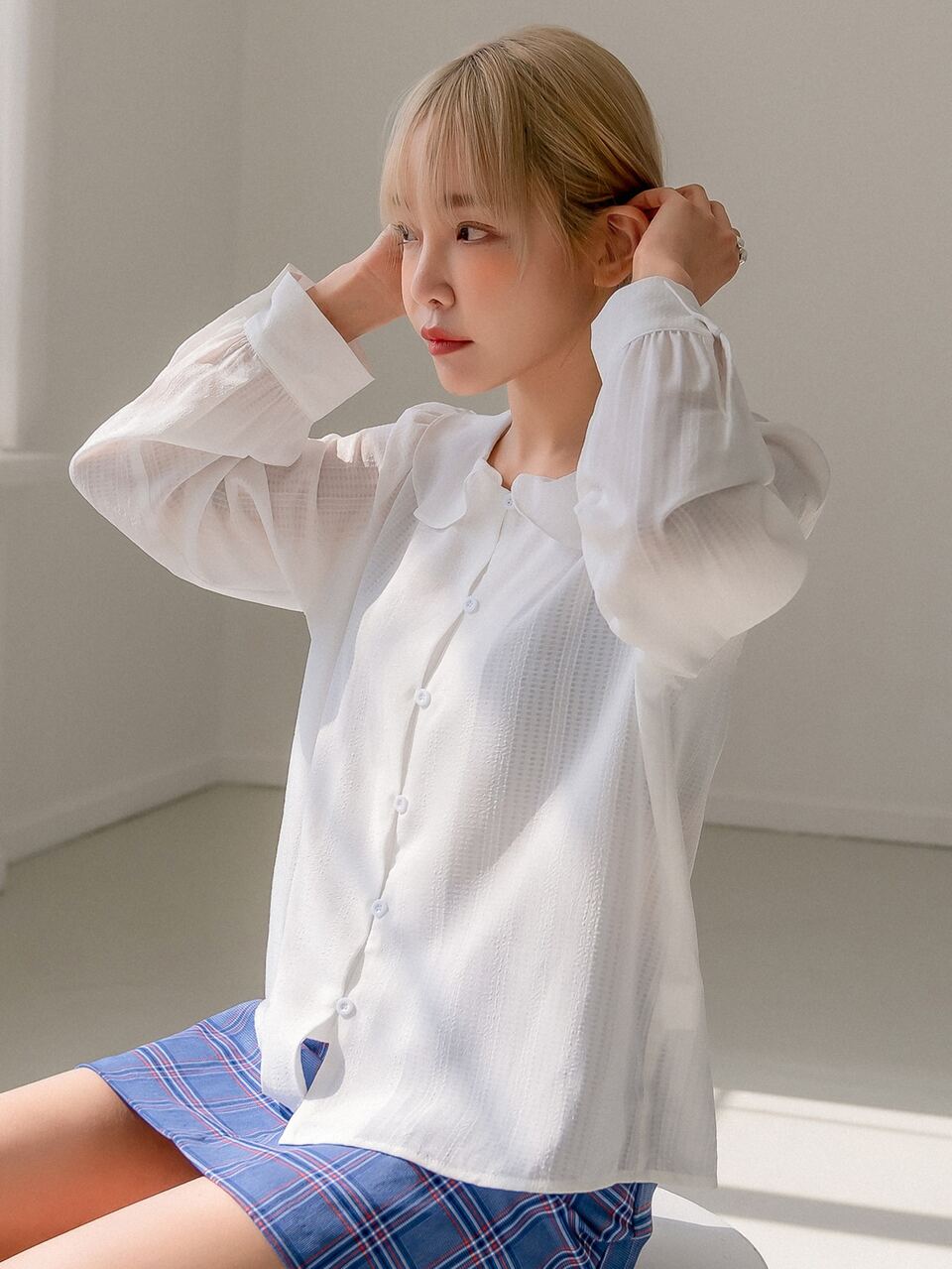 Statement Collar Button Front Blouse