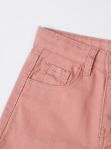 女孩棋盤格牛仔褲 - 粉色 - 查看 3