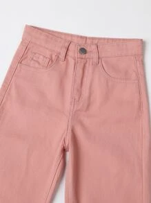 女孩棋盤格牛仔褲 - 粉色 - 查看 5