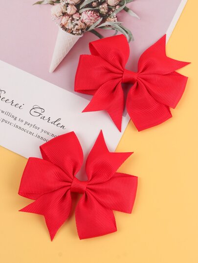 2pcs Red Bow Hair Clips For Children, New Year Style