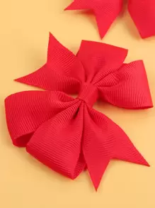 2pcs Red Bow Hair Clips For Children, New Year Style - Red - View 2