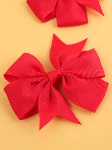 2pcs Red Bow Hair Clips For Children, New Year Style - Red - View 3
