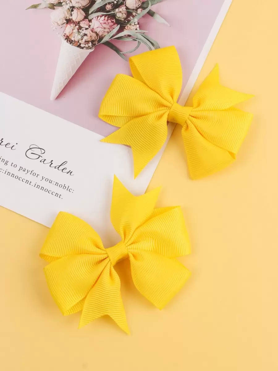 2pcs Toddler Girls Bow Decor Hair Clip