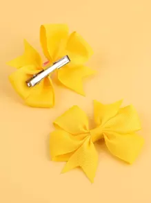 2pcs Toddler Girls Bow Decor Hair Clip