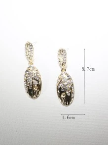 Metallic Rhinestone Decor Earrings - Yellow Gold - View 3
