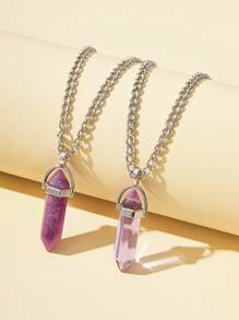 2入組情侶幾何吊墜項鍊 - 彩色 - 查看 2