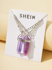 2入組情侶幾何吊墜項鍊 - 彩色 - 查看 4