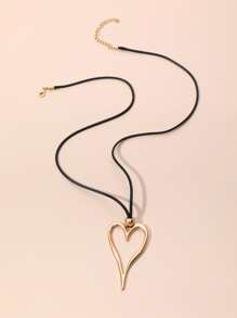 Heart Charm Necklace - Multicolor - View 3