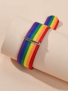 LGBT Rainbow Striped Bracelet - Multicolor - View 2
