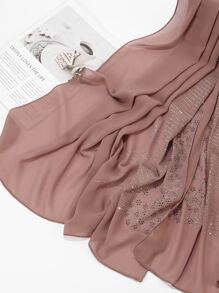 1條女士純色雪紡鑲嵌水晶頭巾 - 棕色 - 查看 3