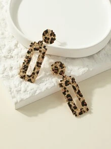 Geometrische Ohrringe mit Leopard Muster