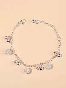 1pc Bohemian Style Handmade Alloy Bell & Bead Charm Bracelet - Silver - View 13