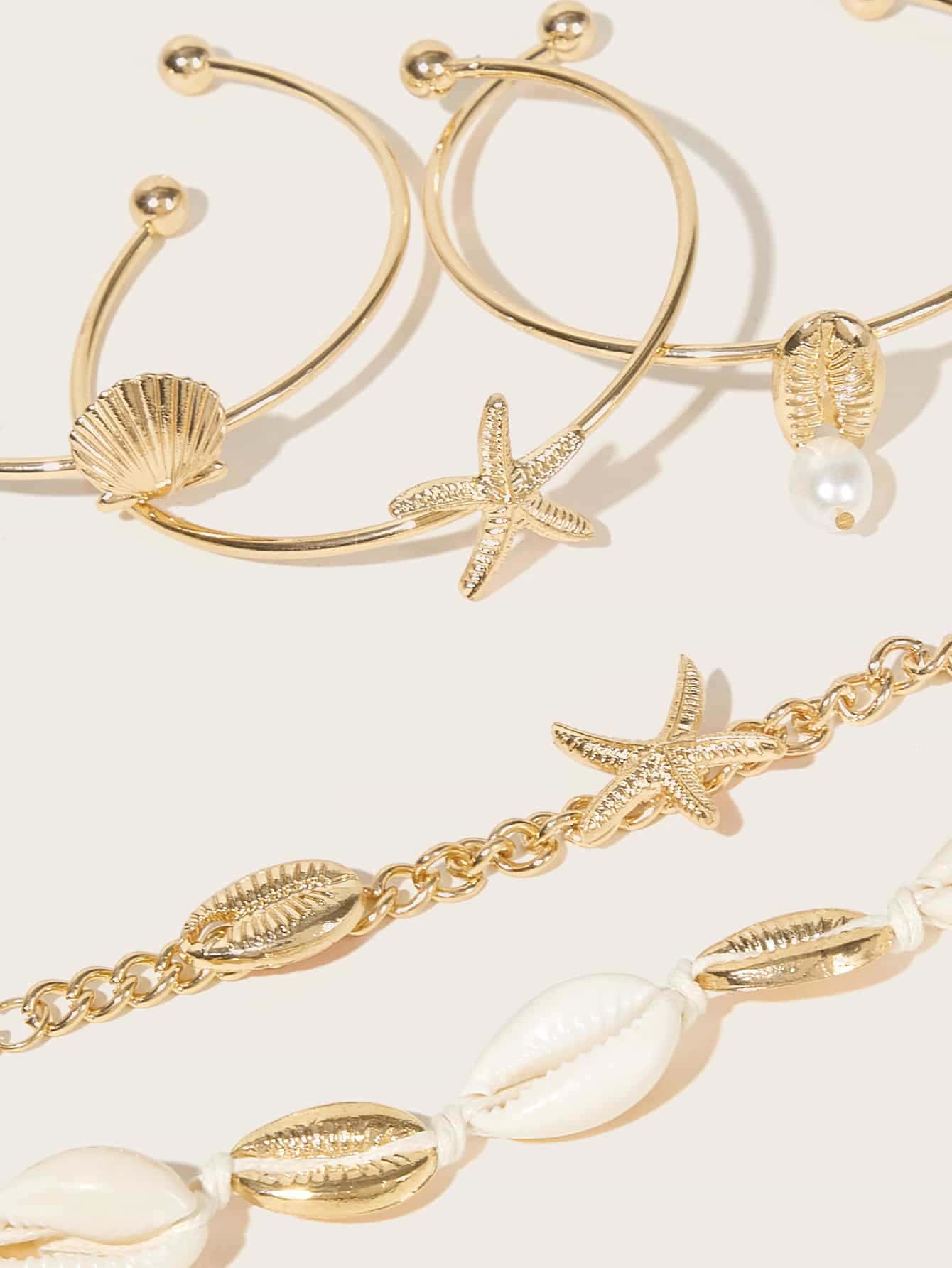 Starfish & Shell Decor Bracelet 5pcs