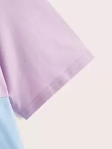 SHEIN 女孩撞色落肩T恤 - 彩色 - 查看 4