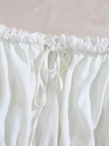 SHEIN LUNE 加露肩荷叶边饰结前荷叶边袖衬衫荷叶边上衣