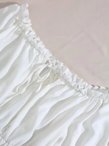 SHEIN LUNE 加露肩荷叶边饰结前荷叶边袖衬衫荷叶边上衣