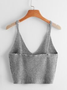 Flirla Plus Solid Cami Knit Top - Grey - View 2