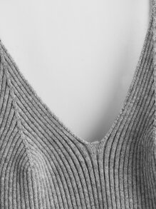 Flirla Plus Solid Cami Knit Top - Grey - View 3