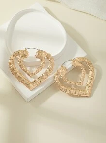 Hoa tai vòng hình trái tim bằng tre Valentine, Mẹ, Mẹ, Ngày của Mẹ, Quà tặng - Vàng - Xem 2