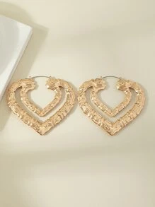 Hoa tai vòng hình trái tim bằng tre Valentine, Mẹ, Mẹ, Ngày của Mẹ, Quà tặng - Vàng - Xem 4