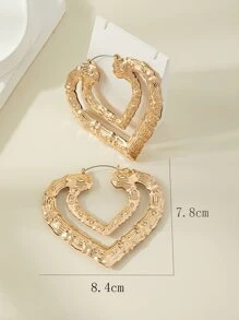 Hoa tai vòng hình trái tim bằng tre Valentine, Mẹ, Mẹ, Ngày của Mẹ, Quà tặng - Vàng - Xem 5