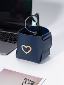Hộp lưu trữ trên máy tính để bàn in hình trái tim 1pc - Xanh đậm - Xem 2