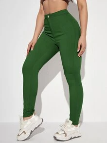 Solid Skinny Jeans - Green - View 3