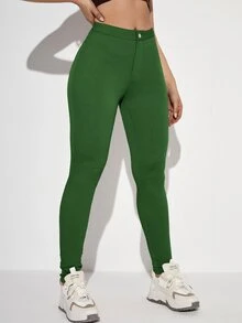 Solid Skinny Jeans - Green - View 4