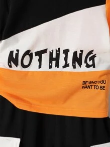 SHEIN Chàng trai trẻ Đồ họa Khẩu hiệu Khối màu Áo thun & Túi có nắp Đã vá Quần thể thao - Nhiều màu - Xem 3