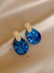 Andkiss Textured Metal Water Drop Earrings - Multicolor - View 5