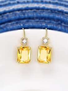 Hoa tai Khối Zirconia  Trang trí - Màu vàng - Xem 1