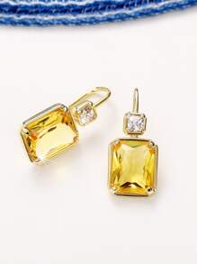 Hoa tai Khối Zirconia  Trang trí - Màu vàng - Xem 2