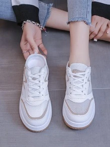 雙色前綁帶穆勒运动鞋 - 卡其色 - 查看 5