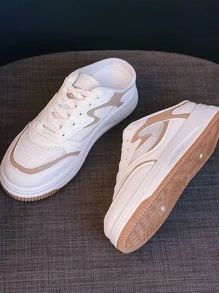 雙色前綁帶穆勒运动鞋 - 卡其色 - 查看 8