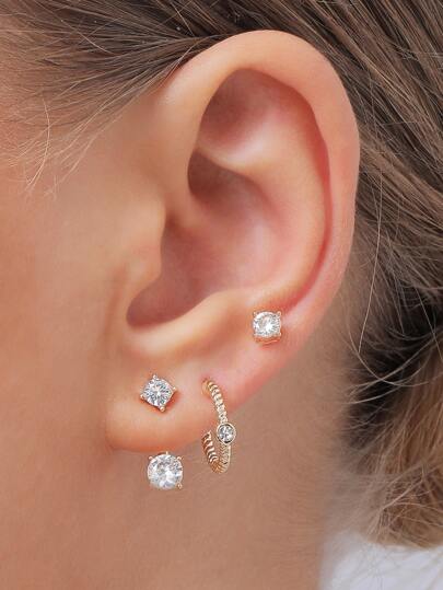 3雙水鑽裝飾耳環