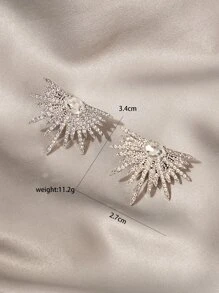 水鑽裝飾耳釘 - 銀色 - 查看 5