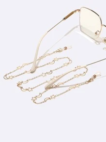 1 件铜质星星和月亮眼镜链，适合女士休闲、旅行、运动装 - 金色 - 查看 2