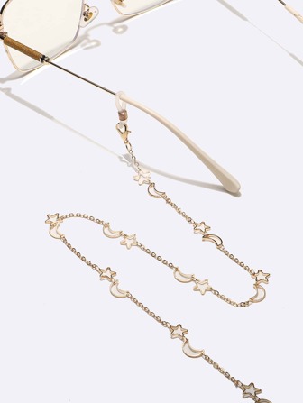 1pc Copper Star & Moon Glasses Chain, Casual, Travel, Sport Wear For Women