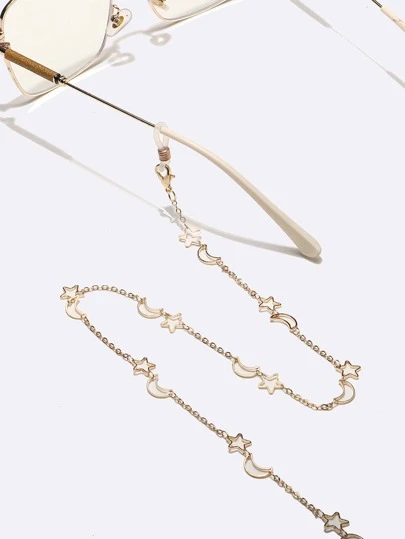 1pc Copper Star & Moon Glasses Chain, Casual, Travel, Sport Wear For Women