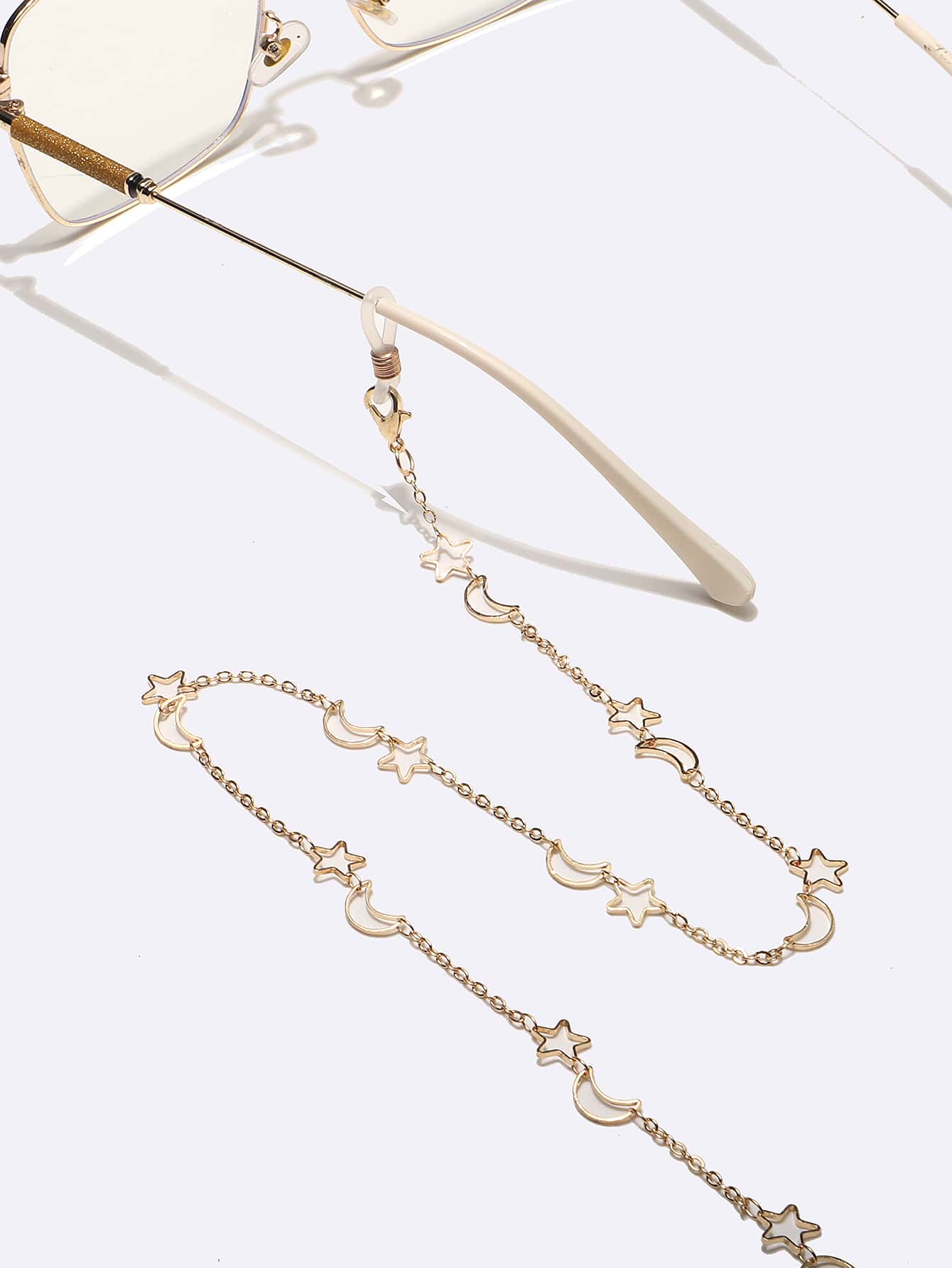 1 件铜质星星和月亮眼镜链，适合女士休闲、旅行、运动装 - 金色 - 查看 1
