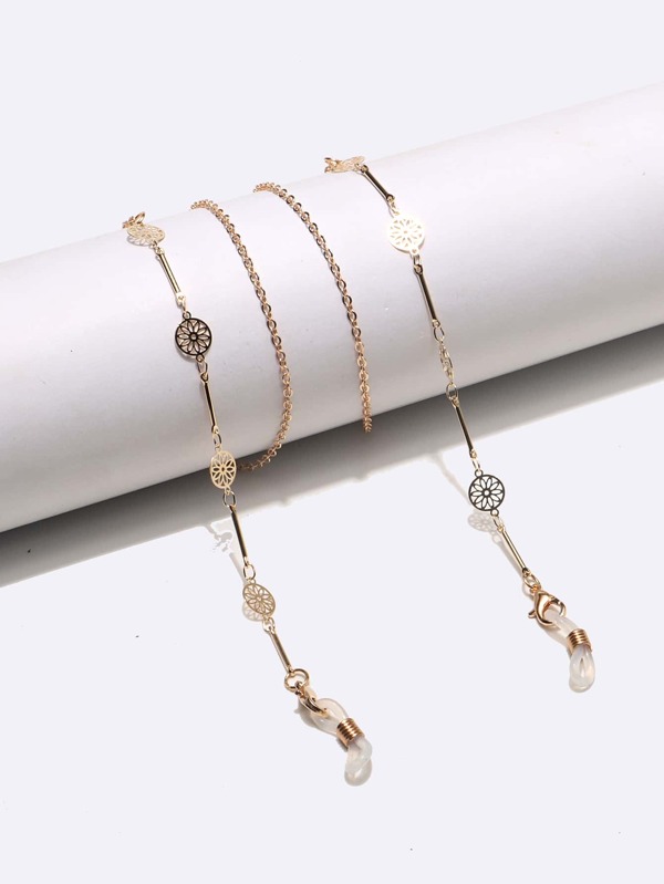 1 Pc Hollow Round Metal Handmade Eyeglasses Chain For Women