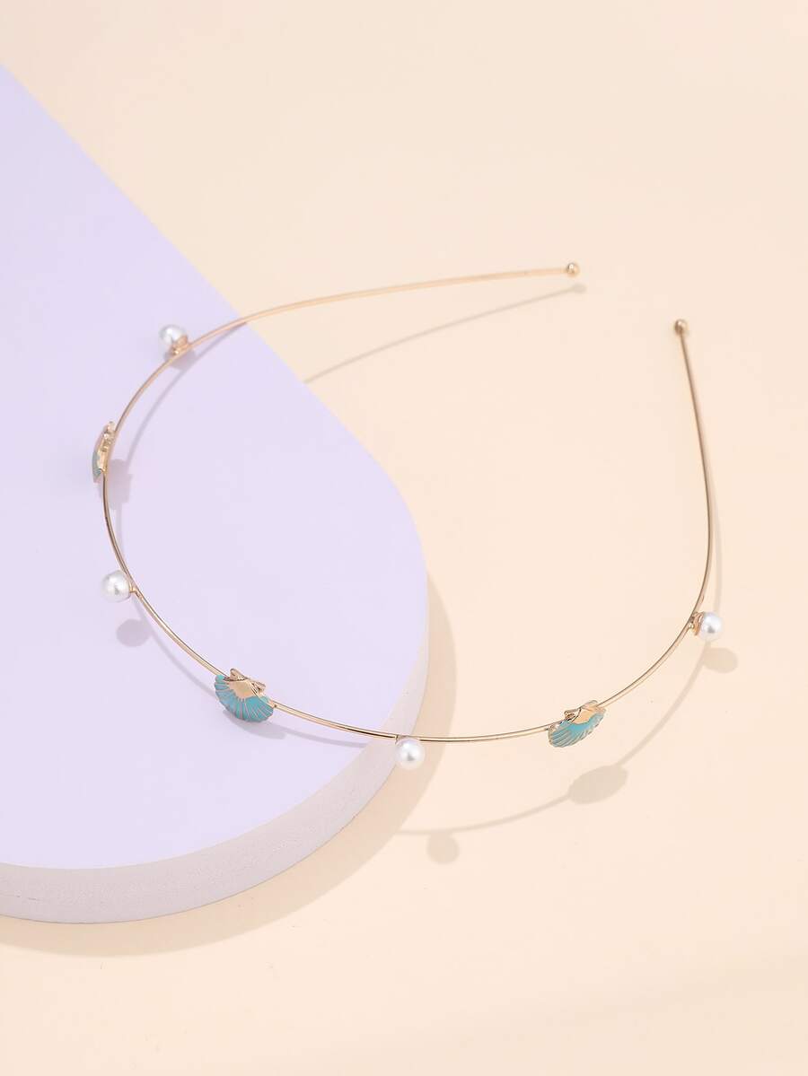 Băng đô trang trí Shell & Faux Pearl - Nhiều màu - Xem 1