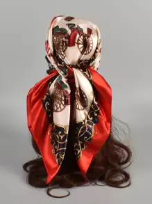 1pc Carriage Print Bandana Elegant Classic Head Wrap For Outdoor All Seasons - Red - View 2