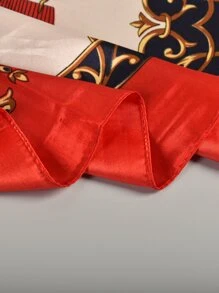 1pc Carriage Print Bandana Elegant Classic Head Wrap For Outdoor All Seasons - Red - View 3