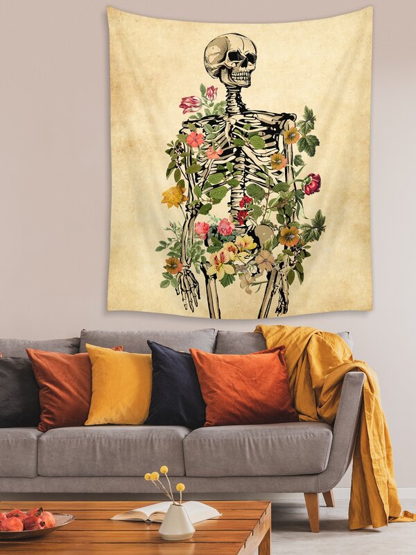 Fairycore Skull Print Tapestry SHEIN USA