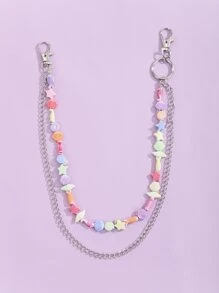 Shell Bead Decor Pant Chain - Silver - View 1
