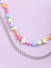 Shell Bead Decor Pant Chain - Silver - View 2