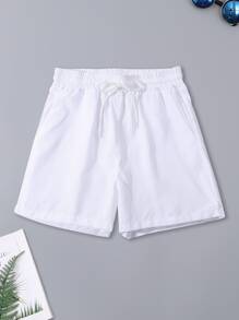 Manfinity Homme Men's Loose Drawstring Waist Shorts - White - View 1