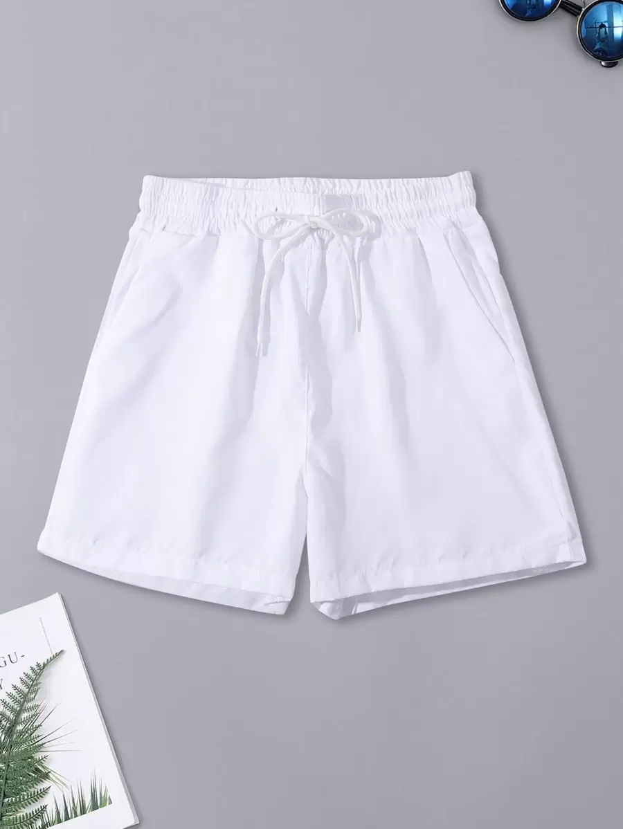 Manfinity Homme Men's Loose Drawstring Waist Shorts - White - View 1